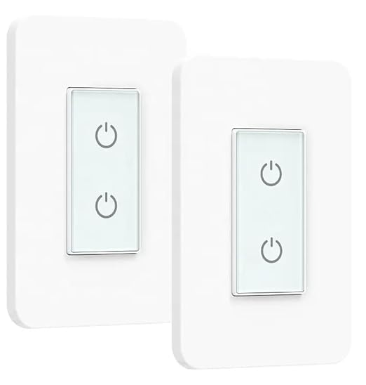 Nexete Smart Dual Light Switch, 2 in 1 Single Pole Double, Remote Voice Control Smart Life App Compatible With Alexa Google Assistant, 2.4GHz Wi-Fi Neutral Wire Required, White (2-Pack)