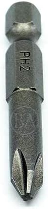 Benchmark Abrasives 1/4 Inch Hex Anti Slip Phillips Insert Screw Head Screwdriver Bits, Rotary Drill Bits for Repairing Electronics, Automotive Parts, Furniture (50 Pack) - (PH2 x 2")