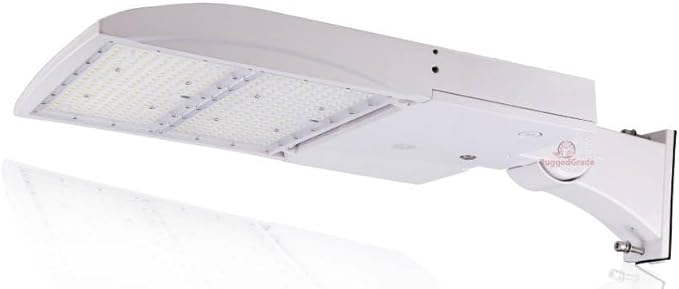 42,000 Lumen - 300 watt NextGen III LED Shoebox Lights - Dimmable - No Photocell - Arm Mount - 10KV Surge - White Housing