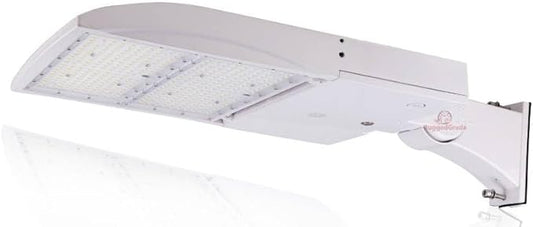 42,000 Lumen - 300 watt NextGen III LED Shoebox Lights - Dimmable - No Photocell - Arm Mount - 10KV Surge - White Housing