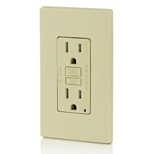 Leviton GFCI Outlet, 15 Amp, Self Test, Tamper-Resistant with LED Indicator Light, Protection from Electric Shock and Electrocution, GFTR1-I, Ivory