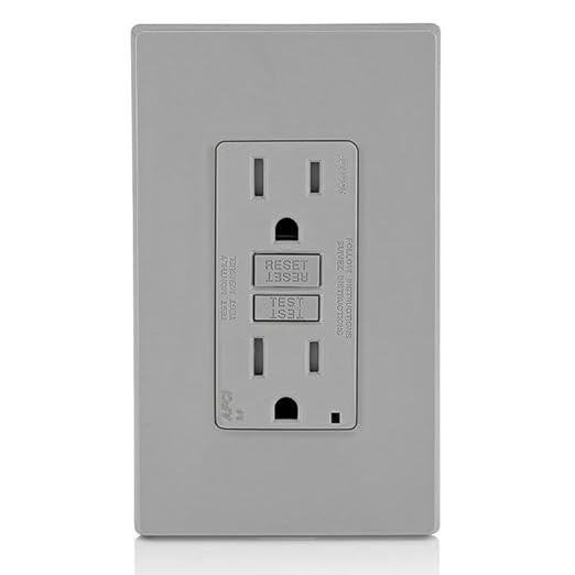 Leviton AFCI Outlet, 15 Amp, Self Test, Tamper-Resistant with LED Indicator Light, Protection from Electrical Fires, AFTR1-GY, Gray