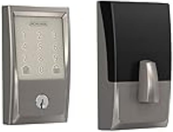 Schlage Encode Wi-Fi Smart Lock with Century Handleset Entry Set for Front Door, Satin Nickel