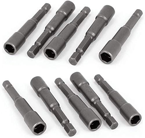 10pcs Bestgle 1/4'' Hex Shank Magnetic Power Nut Driver Bit Sets, Quick Change Socket Nut Impact Driver Adapter Imperial Size 1/4"