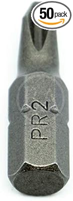 Benchmark Abrasives 1/4 Inch Hex Anti Slip Phillips Insert Screw Head Screwdriver Bits, Rotary Drill Bits for Repairing Electronics, Automotive Parts, Furniture (50 Pack) - (PR2 x 1")