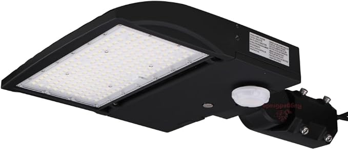 RuggedGrade with Motion Sensor - 150 Watt LED NextGen III Shoebox Light - 21,000 Lumen - 5000K Bright White - Slip Fit - Title 24 Compliant - Dusk to Dawn Capable