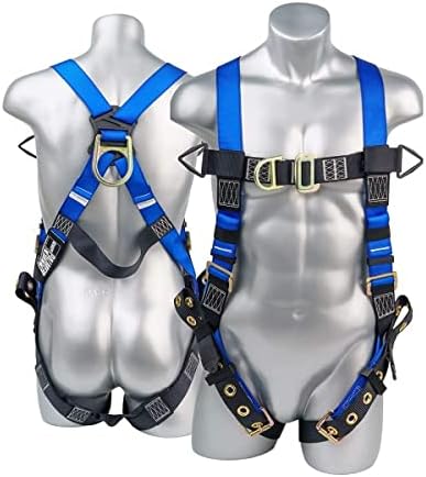 Palmer Safety Full Body Harness 5pt Adjustment, Front & Back D-Ring, Grommet Legs, and Fall Indicators