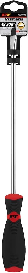Performance Tool W30993 Black & Red Slotted Screwdriver, 3/8" x 10