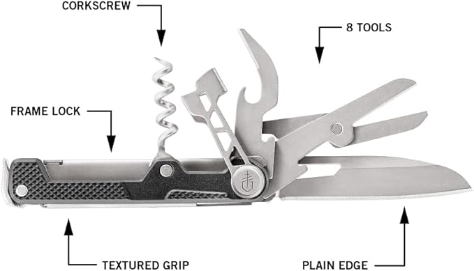 Gerber Gear Armbar Cork Pocket Knife EDC Multitool with Blade, Pry Bar, and Hammer for Camping, Onyx