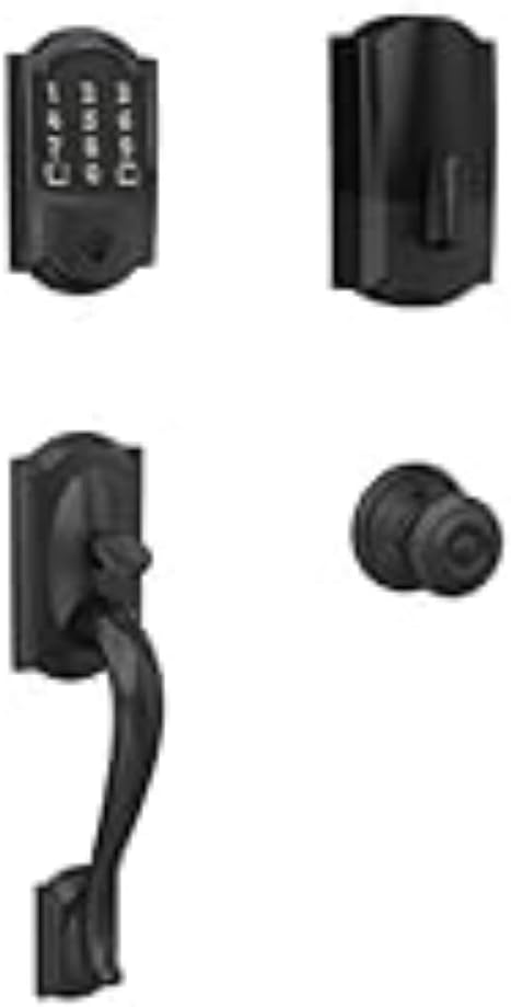 Schlage Encode Wi-Fi Smart Lock with Camelot Handleset Entry Set for Front Door, Matte Black