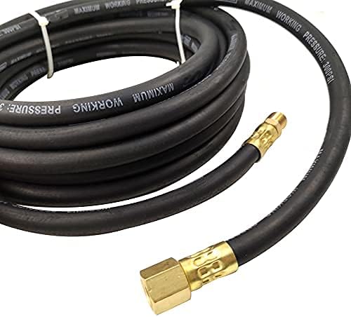 25-FT. x 1/4 IN.ID Heavy-duty RUBBER Air Hose Industry-standard NPT threading