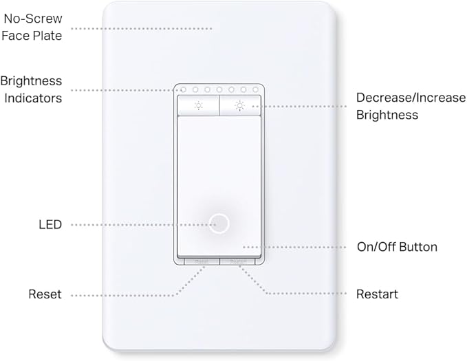 TP-Link Tapo Smart 3 Way Dimmer Switch KIT, Matter Compatible, Energy Monitoring, Neutral Wire Required, Works with Alexa, Siri, Google Home, SmartThings, UL Certified, 2.4GHZ Wi-Fi, Tapo S515D KIT
