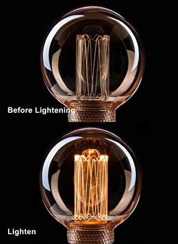 Globe Edison LED Light Bulb, Vintage Decorative Dimmable Bulb, Small Round Glass Cover, 3.5W Low Lumen Eye-Caring Soft Dim Lighting for Mood(Not Daylight White), E26 Medium Base, Amber RN G80