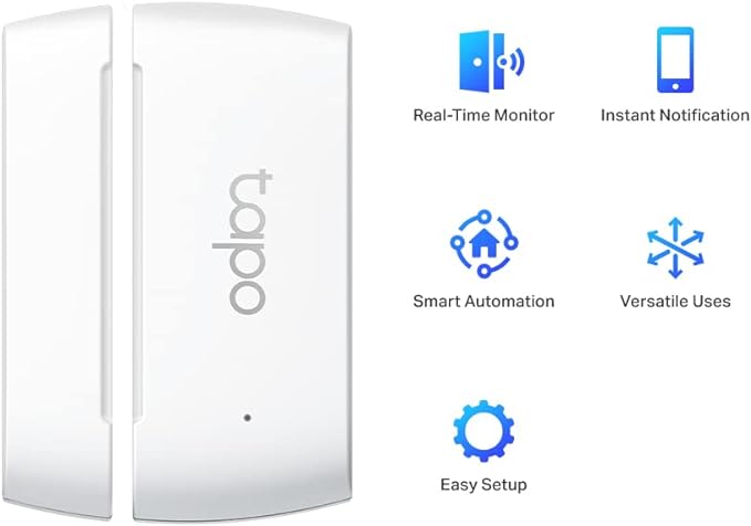Tapo Door Sensor Mini, REQUIRES Tapo Hub, Long Battery Life w/Sub-1G Low-Power Wireless protocol, Contact Sensor, 15mm Wide Gap Allowed, Real-Time Notification, Smart Action (Tapo T110)