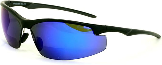 V.W.E. Bifocal High Performance Protective Safety Glasses Light Mirror Tint Bifocal - Reader - Sunglasses (Blue Mirror, 2.25)
