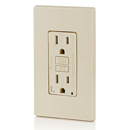 Leviton AFCI Outlet, 15 Amp, Self Test, Tamper-Resistant with LED Indicator Light, Protection from Electrical Fires, AFTR1-T, Light Almond