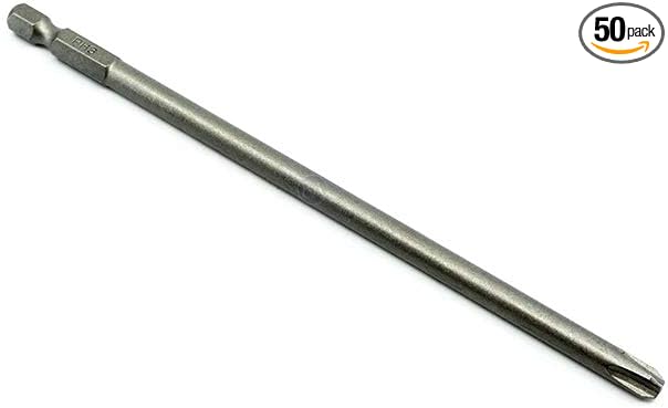 Benchmark Abrasives 1/4 Inch Hex Anti Slip Phillips Insert Screw Head Screwdriver Bits, Rotary Drill Bits for Repairing Electronics, Automotive Parts, Furniture (50 Pack) - (PH3 x 6")