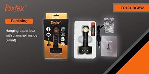 Vortex TO101-RGBW 2 in 1 Working and Emergency Rechargeable RGB LED Charging Dock 7/24 Right Angle Crank Magnetic Base Mini-USB Charging Up to 1200 Lumen Handheld Home Flashlight