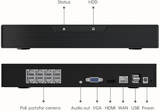 Arenti 5MP PoE Security Camera System Bundle with 6 Cameras – AI Person/Vehicle Detection, Full-Color Night Vision, 8CH NVR with 2TB HDD, 24/7 Recording, Two-Way Talk, Plug & Play (Black)