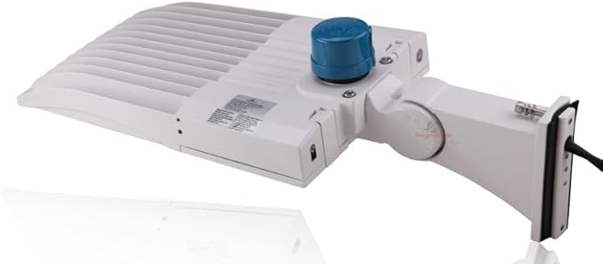 42,000 Lumen - 300 watt NextGen III LED Shoebox Lights - Dimmable - with Photocell - Arm Mount - 10KV Surge - White Housing