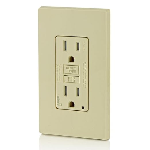 Leviton Dual-Function AFCI/GFCI Outlet, 15 Amp, Self Test, Tamper-Resistant with LED Indicator Light, Protection from Both Electrical Shock and Electrical Fires in One Device, AGTR1-I, Ivory