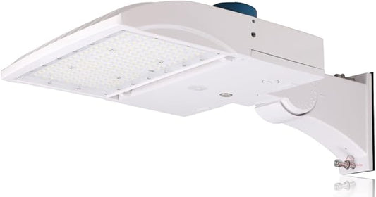 RuggedGrade 150 Watt - NextGen IV Series LED Parking Lot Light with Photocell - 21,000 Lumen - Color Selectable 30K/40K/50K - Arm Mount - White