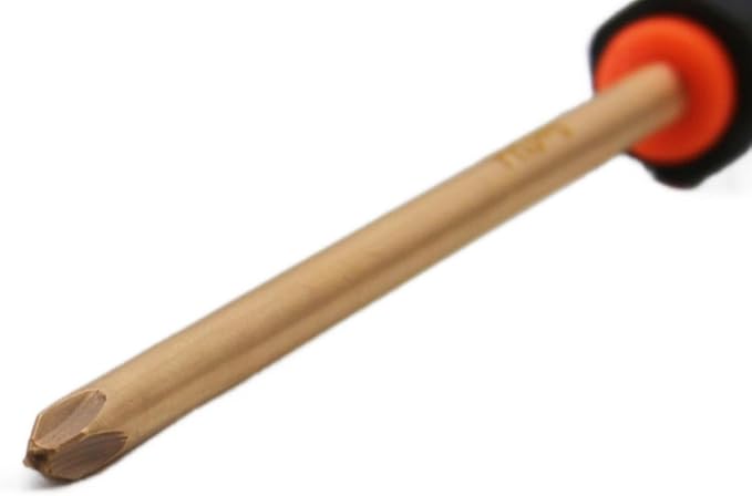 Non-Sparking PH3 Phillips #3 Screwdriver,Beryllium Bronze Copper Non Spark, 6 Inch (150mm) Working Length, 10-1/2 inch Total Length, Spark Free Safety, non-magnetic, corrosion-resistant