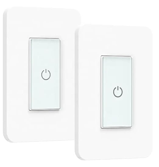 Nexete Smart Light Switch,2.4GHz Wi-Fi Single Pole Touch Switch, Timmer Voice & Smart Life App Control,Compatible with Alexa Google Assistant,Neutral Wire Required,White(Single Switch 2-Pack)