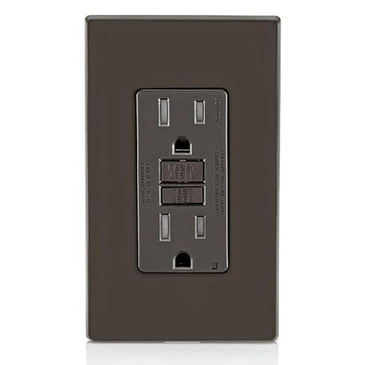 Leviton GFCI Outlet, 15 Amp, Self Test, Tamper-Resistant with LED Indicator Light, Protection from Electric Shock and Electrocution, GFTR1, Brown