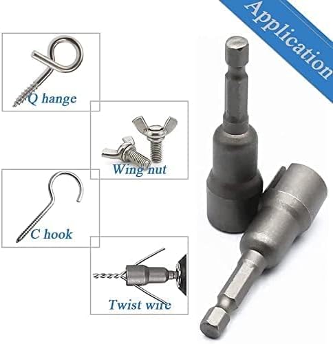 6 Pcs Wing Nut Drill Bit Set, Hurricane Wingnut Driver Power Wing Nut Driver Socket Wrenches Tool Set, 1/4 Inch Hex Shank Steel Drills Bits for Panel Nuts Screws Eye C Hook Bolt Q-Hanger