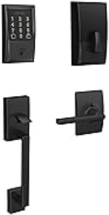 Schlage Encode Wi-Fi Smart Lock with Century Handleset Entry Set for Front Door, Matte Black