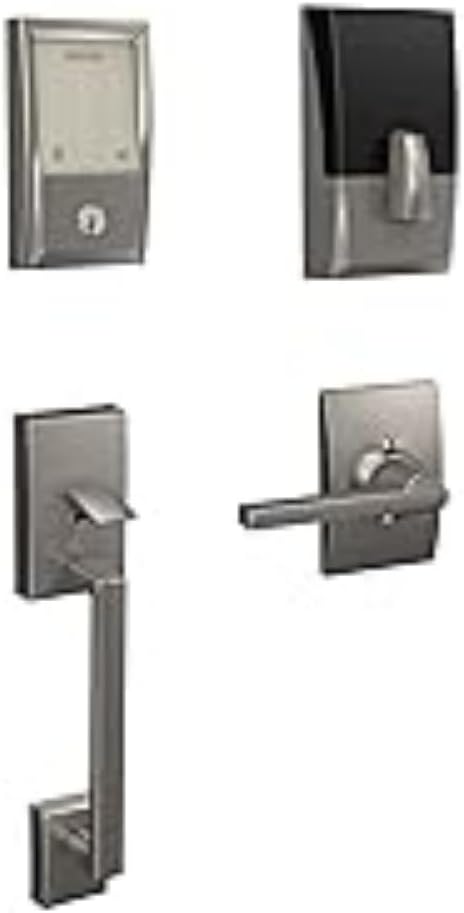 Schlage Encode Wi-Fi Smart Lock with Century Handleset Entry Set for Front Door, Satin Nickel