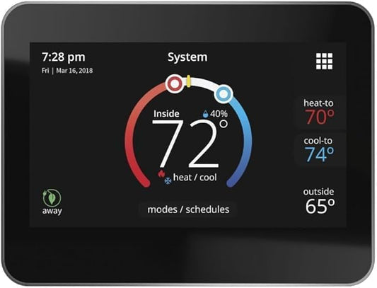 Lennox M30 Universal Smart Thermostat, 4.3 Inch LCD Color Display, Programmable Temperature Control, Black