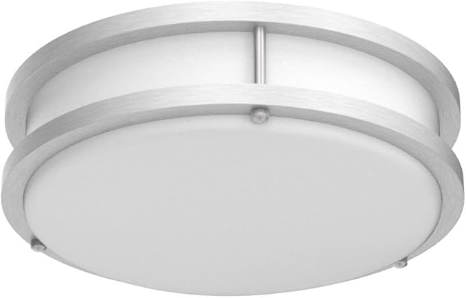 10-Inch Double Ring Dimmable LED Flush Mount Ceiling Light, 16W (95W Equivalent), 1120lm, 2700K Warm White, Brushed Nickel Finish Steel, ETL Listed, Commercial or Residential 2 Pack
