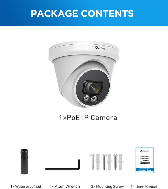4COVR 4K Security Camera Outdoor, 8MP Ultra-HD PoE Wired Surveillance Video IP Camera Built-in Mic, Smart AI Person/Vehicle Detection, 100ft IR Night Vision, 2.8mm Lens, IP67 Weatherproof, LY97SA8MA