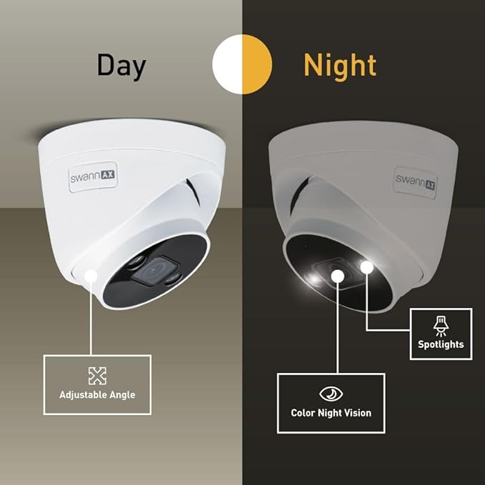 Swann AdvancedX™ Wired 4K Security Camera PoE Outdoor Dome, Color Night Vision, Smart AI Video Analytics/Alerts, Advanced Motion Detection