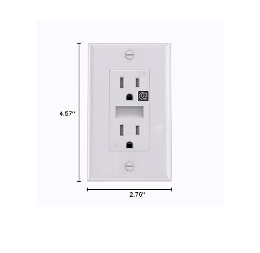 2 Pack SOZULAMP LED Night Light Outlet,Nightlight Electrical Outlets,Tamper Resistant(TR) Receptacle,125 V,15 Amp,2 Pole,3 Wire,White