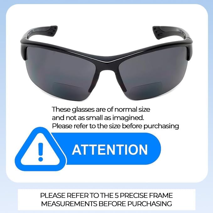 Calabria Sport 202BF Bifocal Reading Safety Glasses Readers Men Women Anti Fog Wrap Around Tinted UV Protection Semi-Rimless