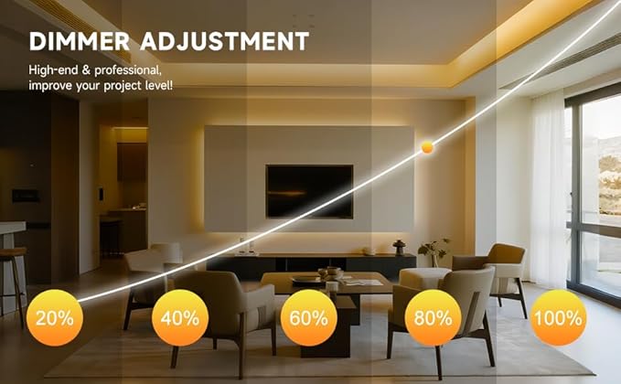 COB LED Strip Light 12V 8W/M 16.4ft/5m 320LED/M 4000K CRI90+ Flexible High Density LED Tape Lighting for Indoor Home Cabinet,Bedroom,Kitchen,DIY Lighting Project(No Adapter or Controller)