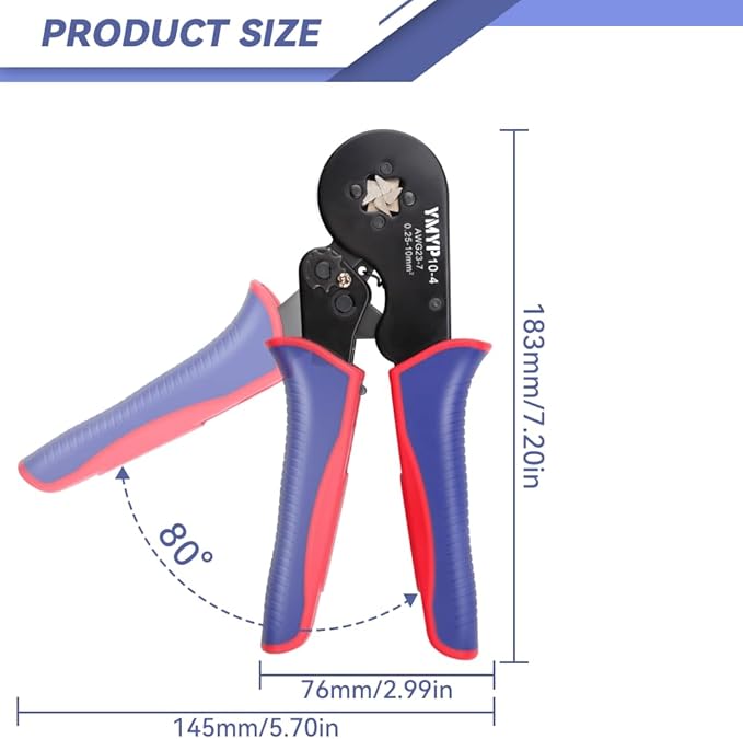 Ferrule Crimping Tool AWG23-7, Ferrule Crimper Plier with Wire Stripper & 1900Pcs End-Sleeves Terminals Kit