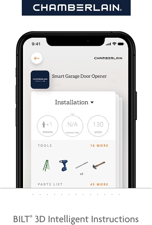 Chamberlain C2405 MYQ Smart Garage Door Opener, Chain Drive, 1/2-HP Motor, Dual Light - Quantity 1
