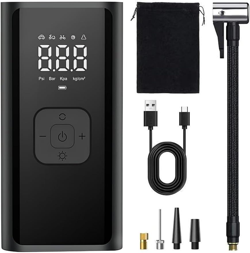 Tire Inflator Portable Air Compressor, 150 PSI Cordless Air Pump with Digital Pressure Gauge Auto Shutoff LED Lights for Cars Motorcycles Bikes Balls