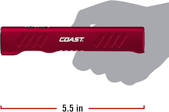 Coast Slayer 1150 Lumen USB-C Rechargeable LED Flashlight with Spot/Flood, Memory Mode and Pocket Clip, RED