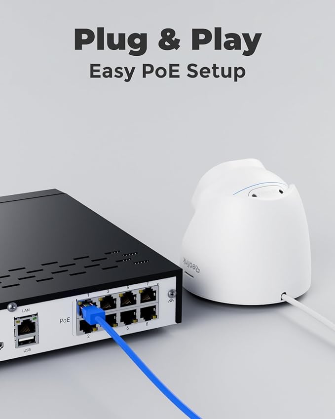 REOLINK 4K Security Camera System, 4pcs H.265 PoE Wired Turret Cameras with Person Vehicle Detection, 4K/8MP 8CH NVR with 2TB HDD for 24-7 Recording, RLK8-800D4