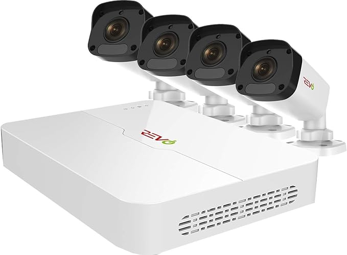 REVO America Ultra HD 4 Ch. 1TB HDD IP NVR Video Surveillance System, 4 x 1080p Bullet Security Cameras - Remote Access via Smart Phone, Tablet, PC & MAC, White (RU42B4E-1T)