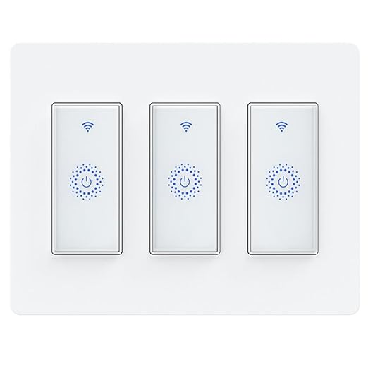 Milfra Smart Switch 3 Gang Alexa Light Switch Smart WiFi Light Switch Compatible with Alexa Google Home and IFTTT, Voice and Remote Control, No Hub Required