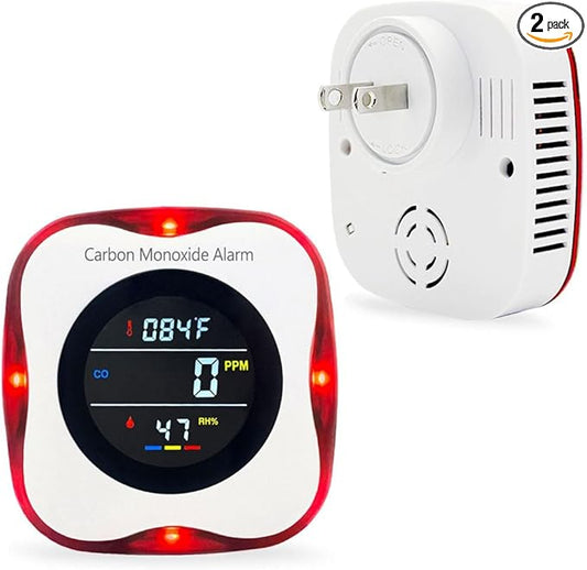 Carbon Monoxide Detectors, KH Alert 3-in-1 Travel CO Detector Humidity Temperature Meter, Portable Carbon Monoxide Detector with Sound and Light Alarm, Mini CO Gas Monitor for Home/Kitchen(2 Packs)