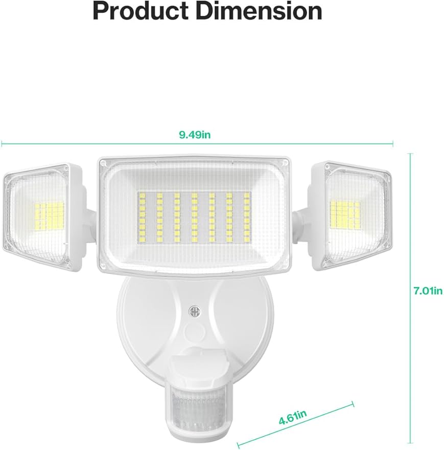 iMaihom 50W Motion Sensor Outdoor Lights, 5000LM Hardwired Motion Sensor Flood Light, Dusk to Dawn Outdoor Lighting, 6500K LED Security Light, IP65 Waterproof Motion Detector Lights for Outside, White