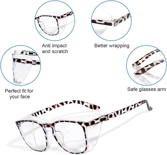 LASMEX Stylish Safety Glasses Goggles for Women Girls Anti-fog Glasses Protective Eyewear Clear Glasses