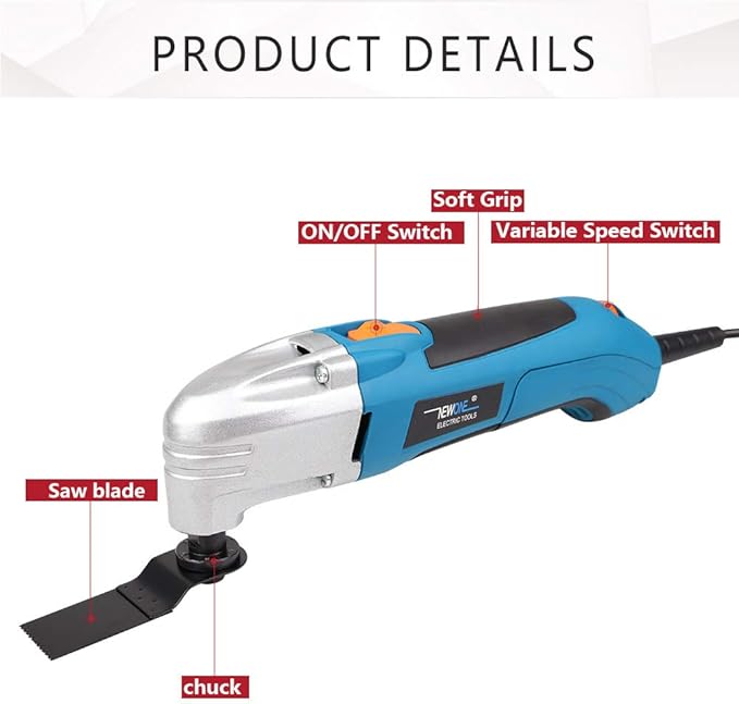 NEWONE Oscillating Tool,1.8 Amp Power Tools,Variable Speed Oscillating Multi-Tool Kit with 20pcs Oscillating Tools Accessories
